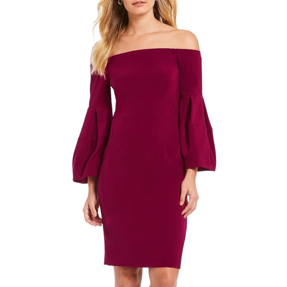 Puffed sleeve midi dress.